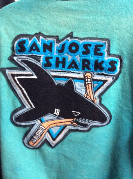 Black Vintage San Jose Sharks Varsity Letterman Jacket - Maker of