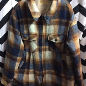 Photo detail:HEAVY WOOL SHERPA LINED ZIP UP FLANNEL JACKET as-is Lining ripped