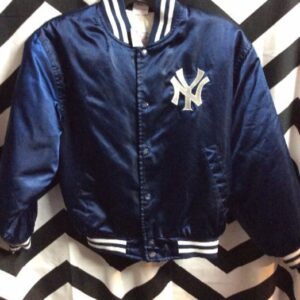 Photo detail:NY YANKEES SATIN BASEBALL STYLE JACKET W/EMBROIDERED DESIGNS