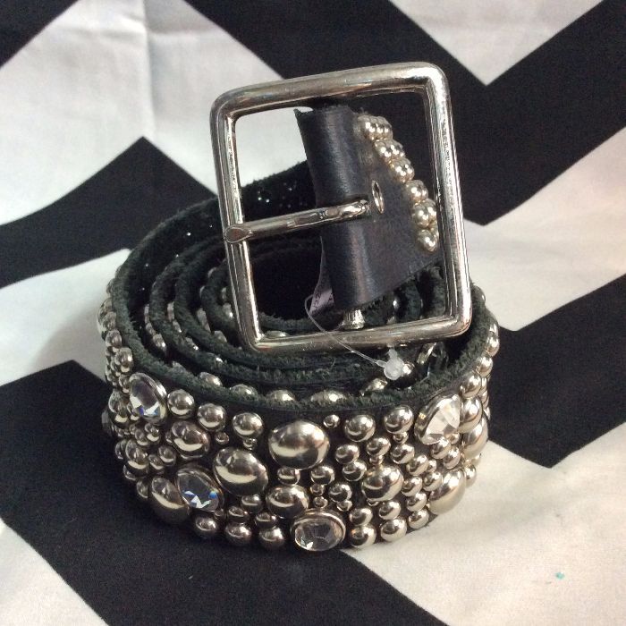 SOFT LEATHER BELT COMPLETELY COVERED STUDS& RHINESTONES 1