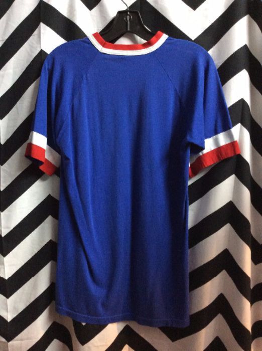 Vintage Chicago Cubs Ringer Jersey V-Neck T-Shirt Adult Large Striped