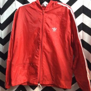 Photo detail:1970'S RETRO CLASSIC ADIDAS WINDBREAKER JACKET - ZIP-UP - HOODED W/STRIPES DOWN ARMS