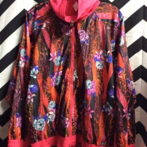 Photo detail:WINDBREAKER JACKET - ZIP-UP - REVERSIBLE - BAROQUE PRINT -  ASIAN FLORAL DESIGN