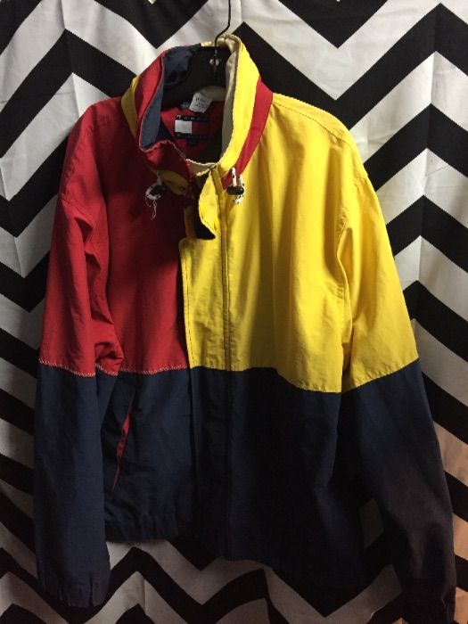 vintage tommy hilfiger colorblock competition hoodie jacket