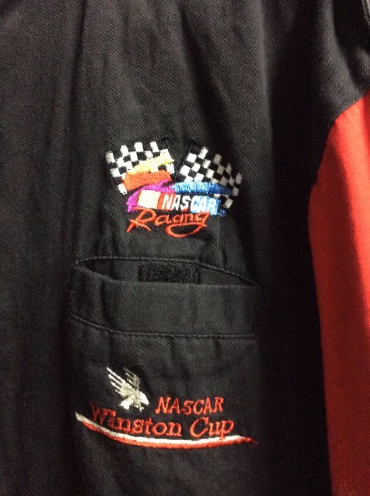 Windbreaker Jacket – Nascar Racing – Winston Cup – Checkered Flag Inserts  On Arms | Boardwalk Vintage