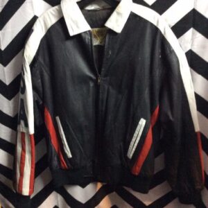 Photo detail:JACKET - LEATHER - USA - AMERICAN FLAG DESIGN  as-is