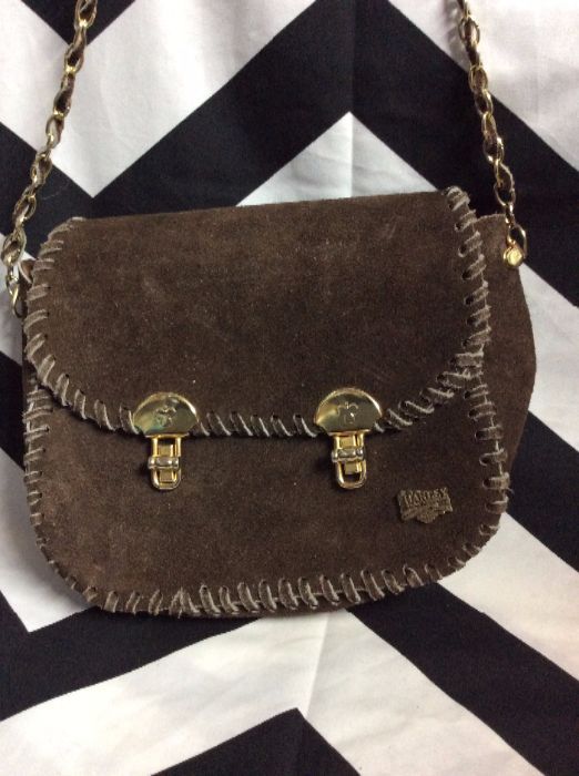 Harley Davidson Small Suede and Leather Shoulder Bag With Gold