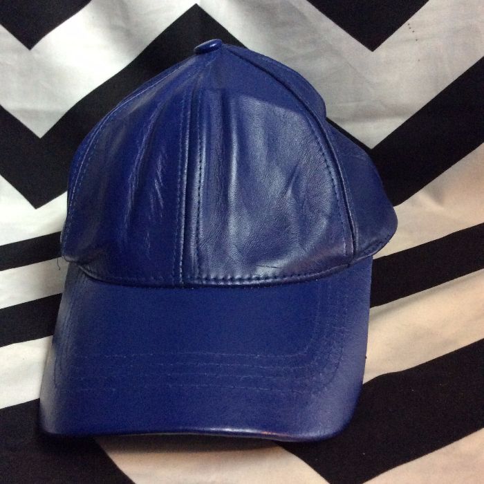 Blue Leather Baseball Cap 4K 1