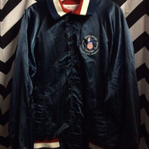 Photo detail:BASEBALL STYLE JACKET - SATIN - US OLYMPIC TRAINING CENTER, COLORADO SPRINGS w/ USA patch