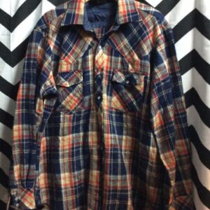 Photo detail:K-MART FLANNEL SHIRT - PEARL BUTTONS - PLAID DESIGN