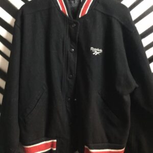 Photo detail:REEBOK FLEECE BASEBALL JACKET - EMBROIDERED W/VARSITY PATCH