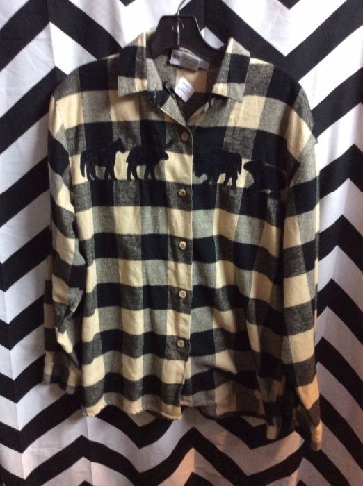 LS BD BUFFALO CHECK FLANNEL SHIRT EMBROIDERED ANIMALS 1