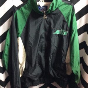 Photo detail:NEW YORK JETS STARTER WINDBREAKER JACKET W/COLOR BLOCK DESIGN