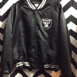 Photo detail:RAIDERS BASEBALL STYLE JACKET - SATIN  - TEAM LOGO PATCH LEFT CHEST