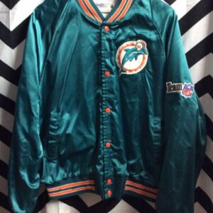 Photo detail:BASEBALL STYLE JACKET - SATIN -  MIAMI DOLPHINS - TEAM/NFL PATCH