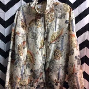 Photo detail:1990S BOMBER JACKET - SILK - SHELL & PEARL PRINT