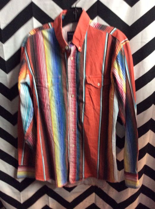 LS BD Western Shirt with Mexican blanket pattern as-is 1