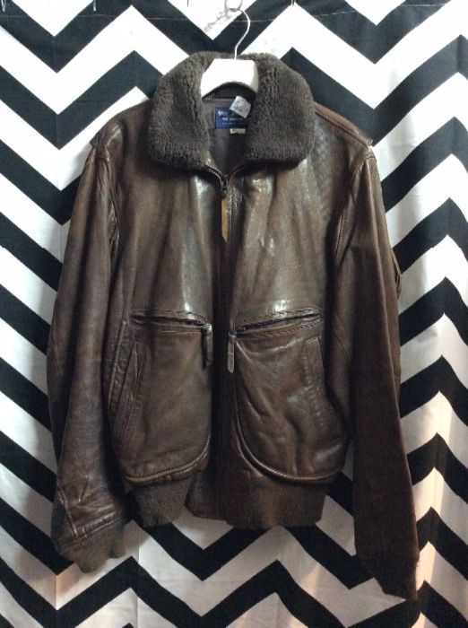 Retro Bomber Jacket – Leather – Super Soft – Shearling Collar ...