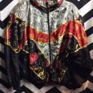 Photo detail:WINDBREAKER JACKET - ZIP-UP - BAROQUE CHAIN PRINT - COLOR BLOCK DESIGN