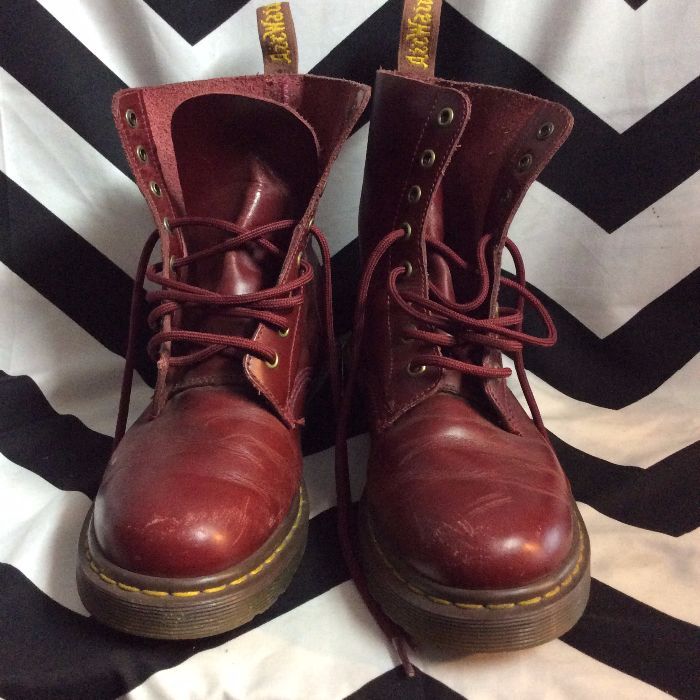 Red Leather DR MARTENS Air Wait High Top 1
