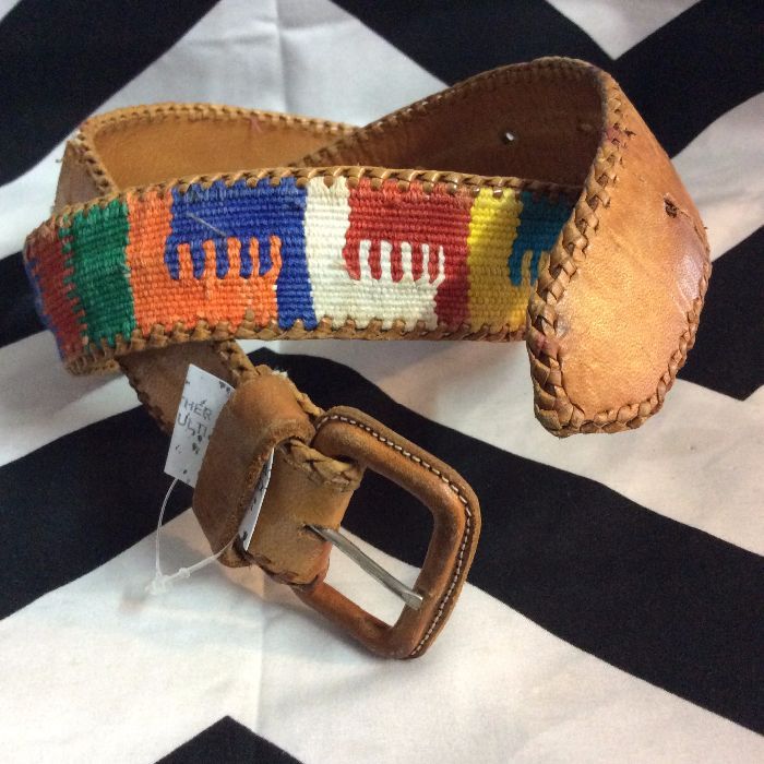BRIGHT COLORED LEATHER & TEXTILE BELT 1