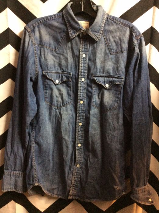 denim shirt with pearl snaps