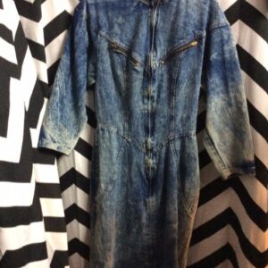 Photo detail:1980'S DENIM DRESS - ZIP-UP FRONT - ACID WASH