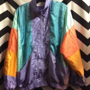 Photo detail:BOMBER JACKET - ZIP-UP - SILK - COLOR BLOCK DESIGN