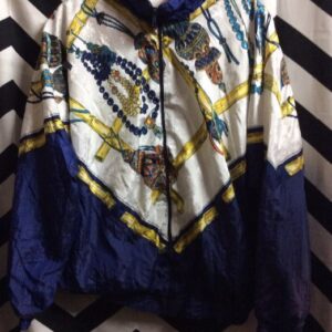 Photo detail:RETRO 1990'S BOMBER JACKET - SILK - BAROQUE BAMBOO & BEAD PATTERN