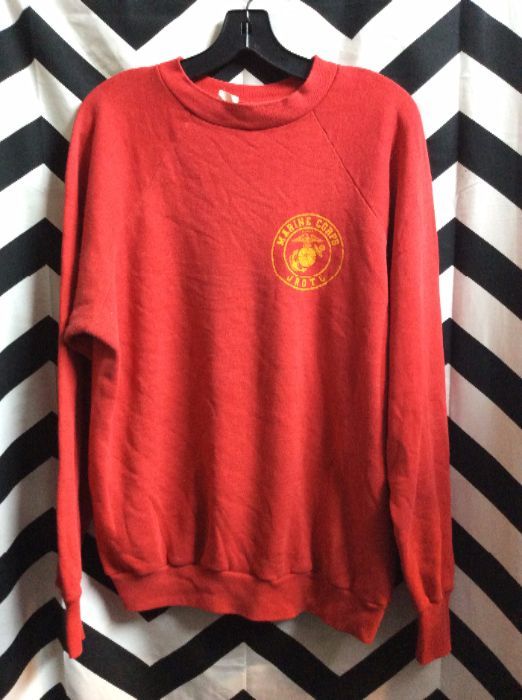 Thin Soft Red Sweatshirt w/Yellow Marine Corps logo 1