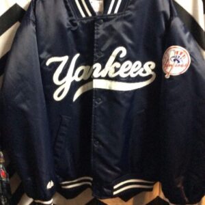 Photo detail:BASEBALL STYLE JACKET - SATIN - NY YANKEES - STRIPED TRIM