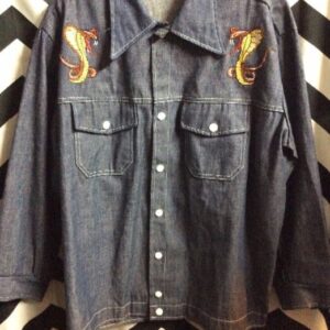 Photo detail:WRANGLER LS BD RIGID WESTERN DENIM SHIRT EMBROIDERED COBRA