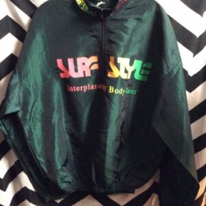 Photo detail:SURF STYLE PULLOVER WINDBREAKER - IRIDESCENT - NEON COLOR LETTERING