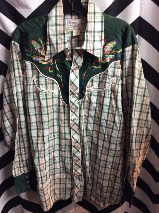 *DEADSTOCK* LS BD PLAID SHIRT EMBROIDERY 1