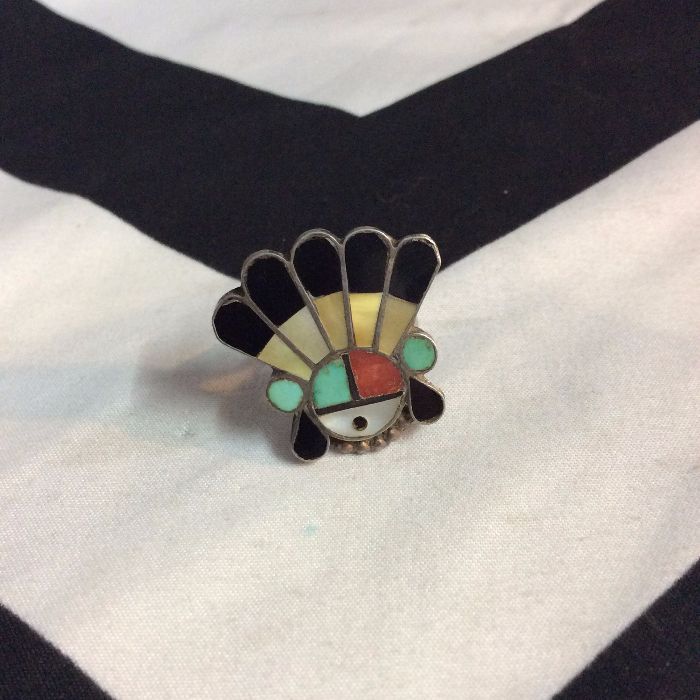 Old Pawn Zuni Sterling Inlay Sun Face 1