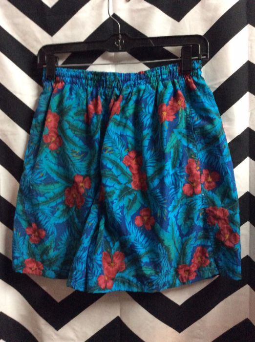Shorts/swim Trunks – Hawaiian Floral Print | Boardwalk Vintage