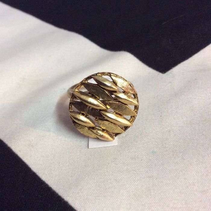 LITTLE RETRO GOLD LEAF STYLE RING CIRCLE 1
