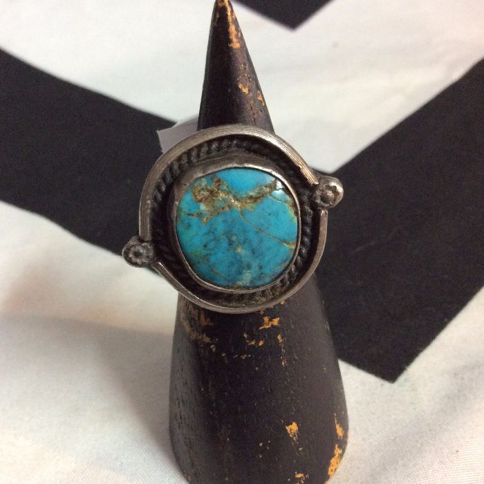 STERLING SILVER RING TURQUOISE STONE as-is 1