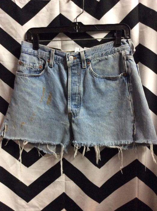 LEVIS 501 DENIM CUT OFF SHORTS BUTTON FLY #PERFECTCUT as-is rust stain 1
