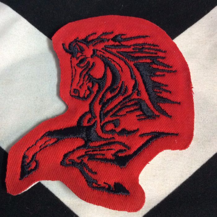 EMBROIDERED PATCH- HORSE RED BLACK 1