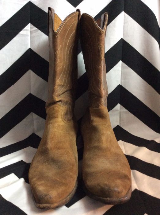 JUSTIN COWBOY BOOTS SUEDE AND LEATHER as-is 1