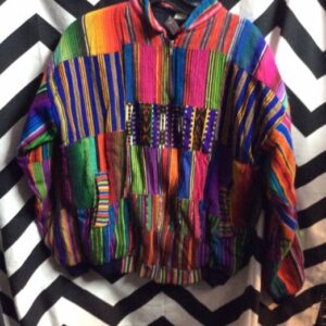 Photo detail:BOMBER JACKET - NEON ETHNIC TEXTILE - PATCHWORK  DESIGN