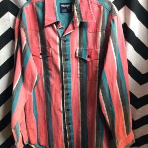 Photo detail:WRANGLER WESTERN SHIRT - VERTICAL STRIPE DESIGN - NEON COLORS