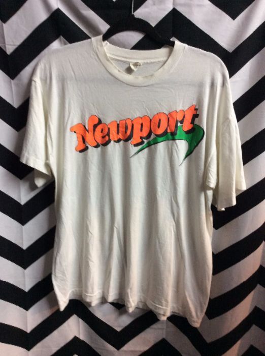 Neon Orange Newport Cigarettes Logo T-shirt 1