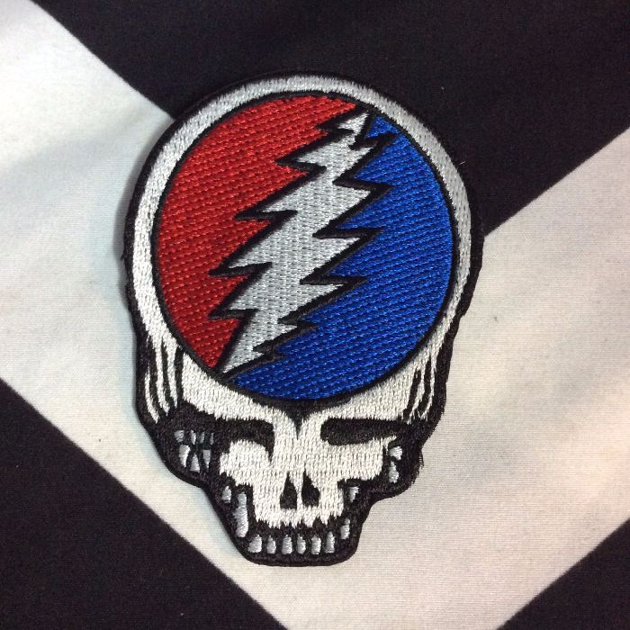 BW PATCH-DEAD HEAD CLASSIC BLUE RED LIGHTNING BOLT 1