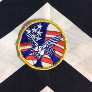 Photo detail:EMBROIDERED PATCH - AMERICAN FLAG W/EAGLE & PEACE SIGN - ROUND SHAPE