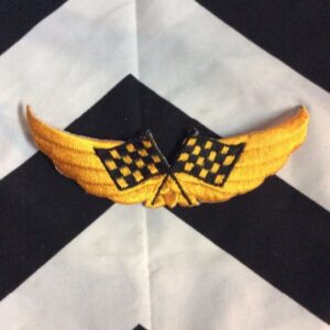 Photo detail:EMBROIDERED PATCH - WINGS W/CHECKERED RACING FLAGS