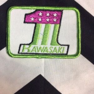 Photo detail:*DEADSTOCK KAWASAKI #1 PATCH LIME GREEN & FUCHSIA PATCH *OLD STOCK