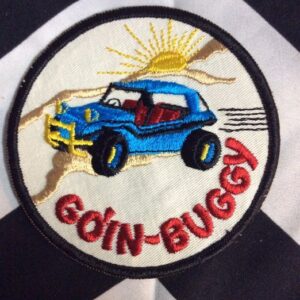 Photo detail:EMBROIDERED PATCH - GOIN-BUGGY - DUNE BUGGY DESIGN - CIRCLE SHAPE