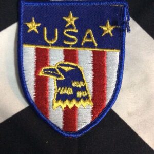 Photo detail:EMBROIDERED PATCH - USA FLAG DESIGN W/EAGLE HEAD - CREST SHIELD